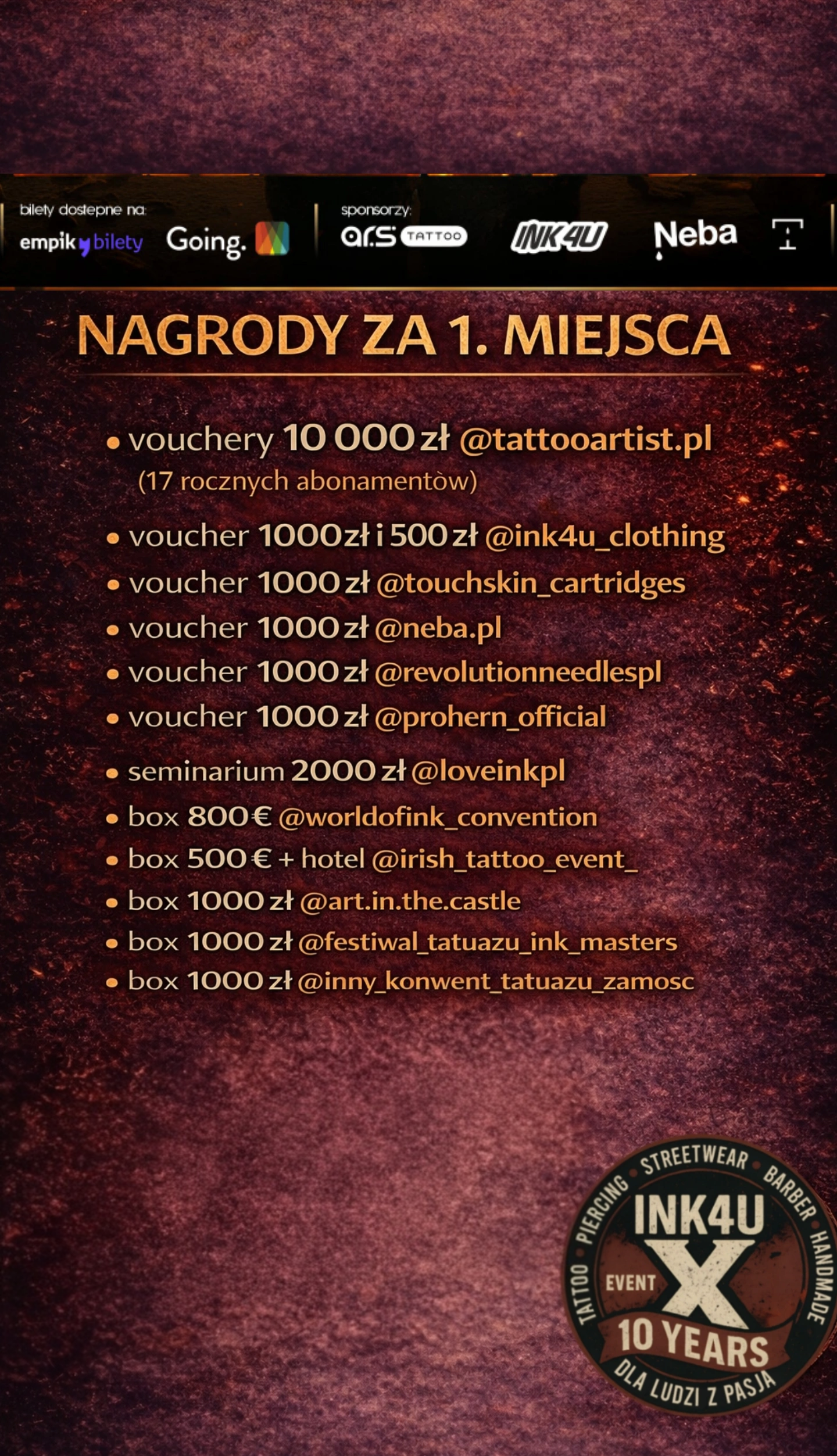 Nagrody za 1 miejsce